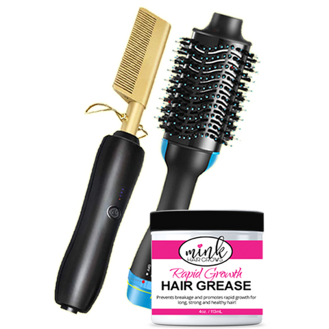 Hot Comb, Blow Dry Brush w/Free Rapid Grease